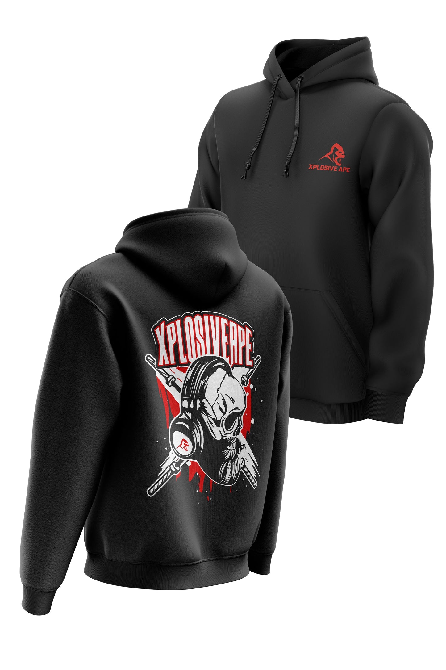 XAPE 'DEAD STRENGTH' HOODIE - BLACK