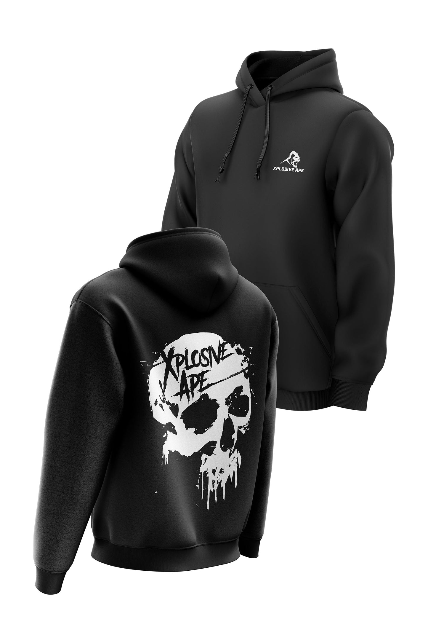 XAPE DRIPPING SKULL TEE & HOODIE COMBO - BLACK