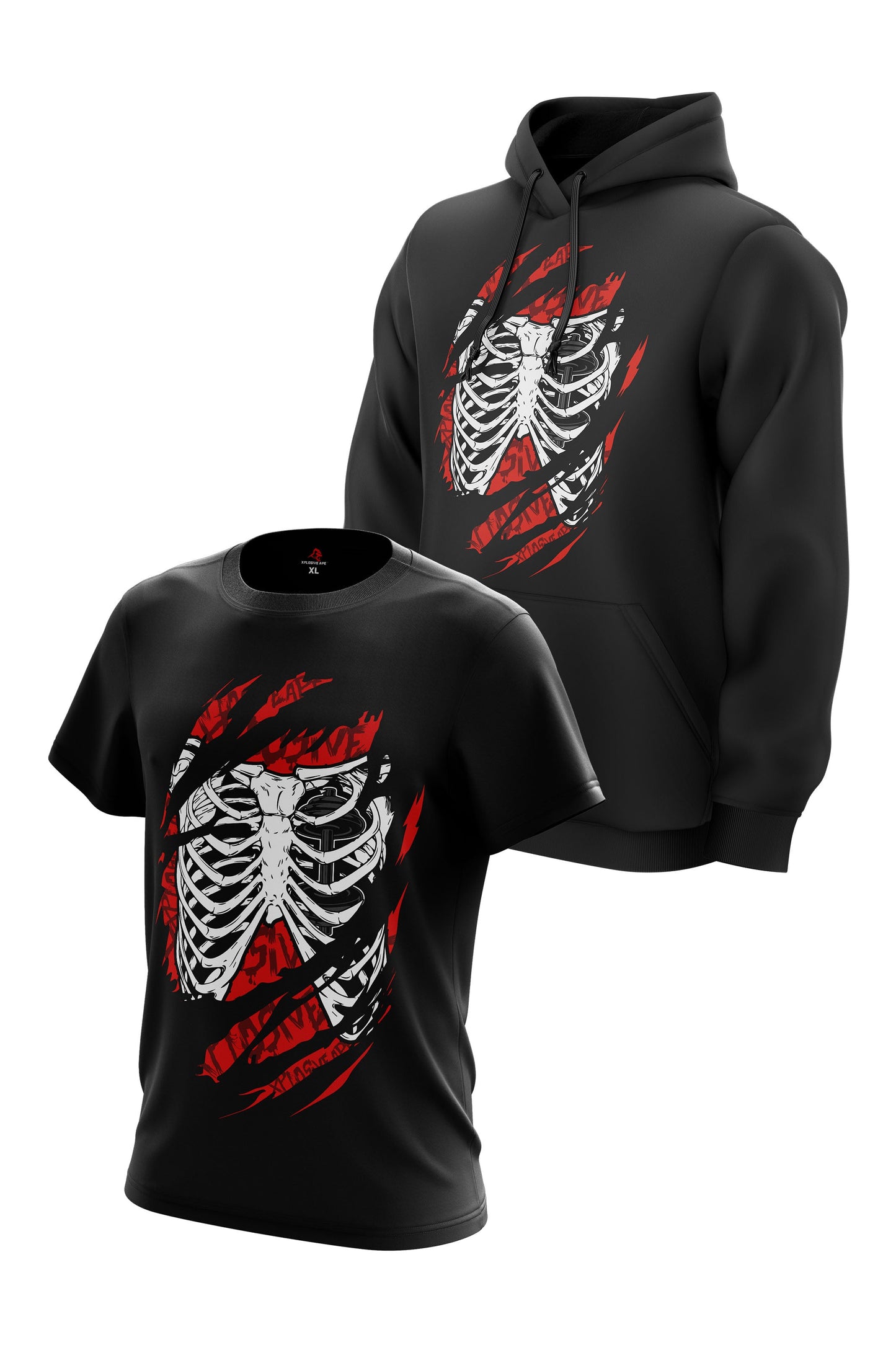 XAPE IRON LUNGS HOODIE & TEE COMBO - BLACK