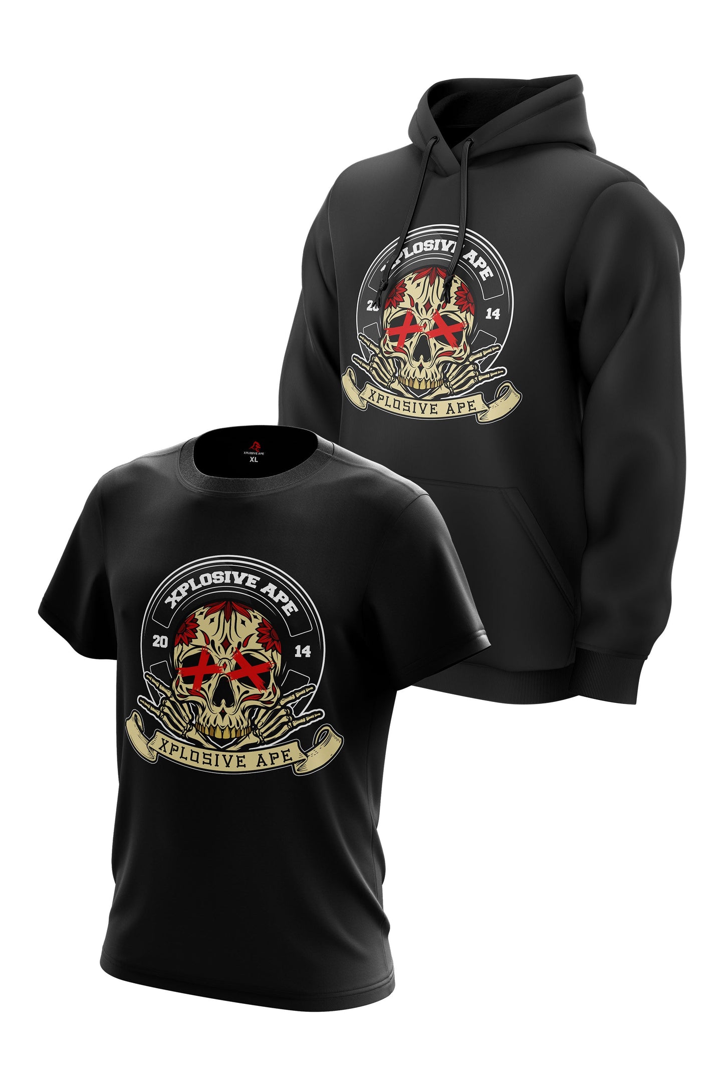 XAPE BONEZ HOODIE & TEE COMBO - BLACK