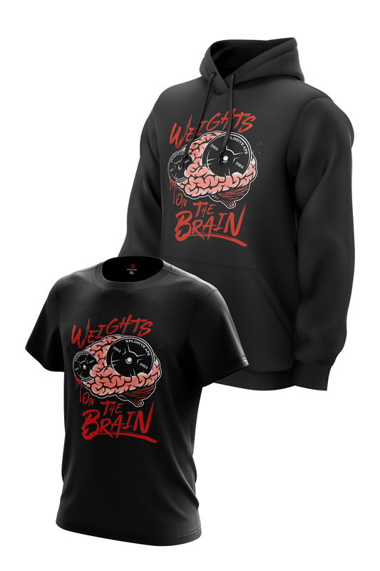 XAPE WEIGHTS ON THE BRAIN COMBO HOODIE & TEE COMBO - BLACK