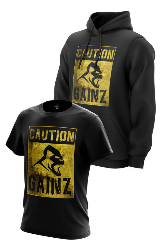 XAPE CAUTION HOODIE & TEE COMBO - BLACK