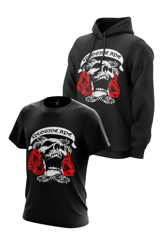 XAPE ROSA HOODIE & TEE COMBO - BLACK